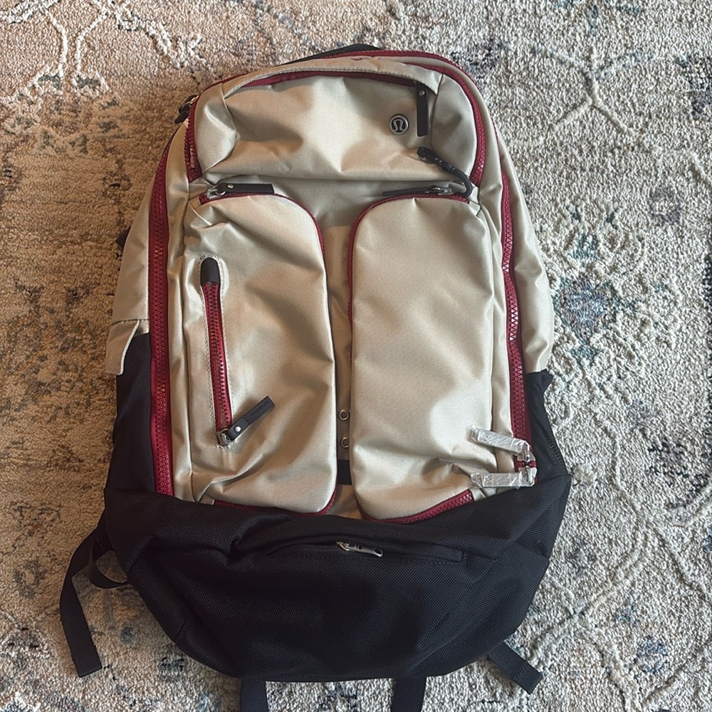 Stylish Beige and Black Women's Backpack